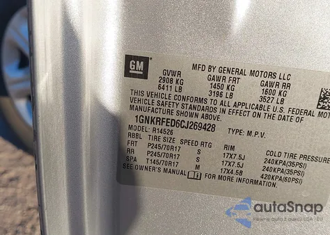 2012 Chevrolet Traverse Ls from USA, damaged, VIN 1GNKRFED6CJ269428